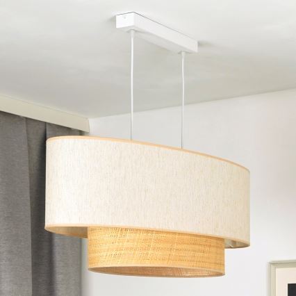 Duolla - Κρεμαστό φωτιστικό οροφής DOUBLE OVAL NATURE 2xE27/15W/230V κρεμ/μπεζ