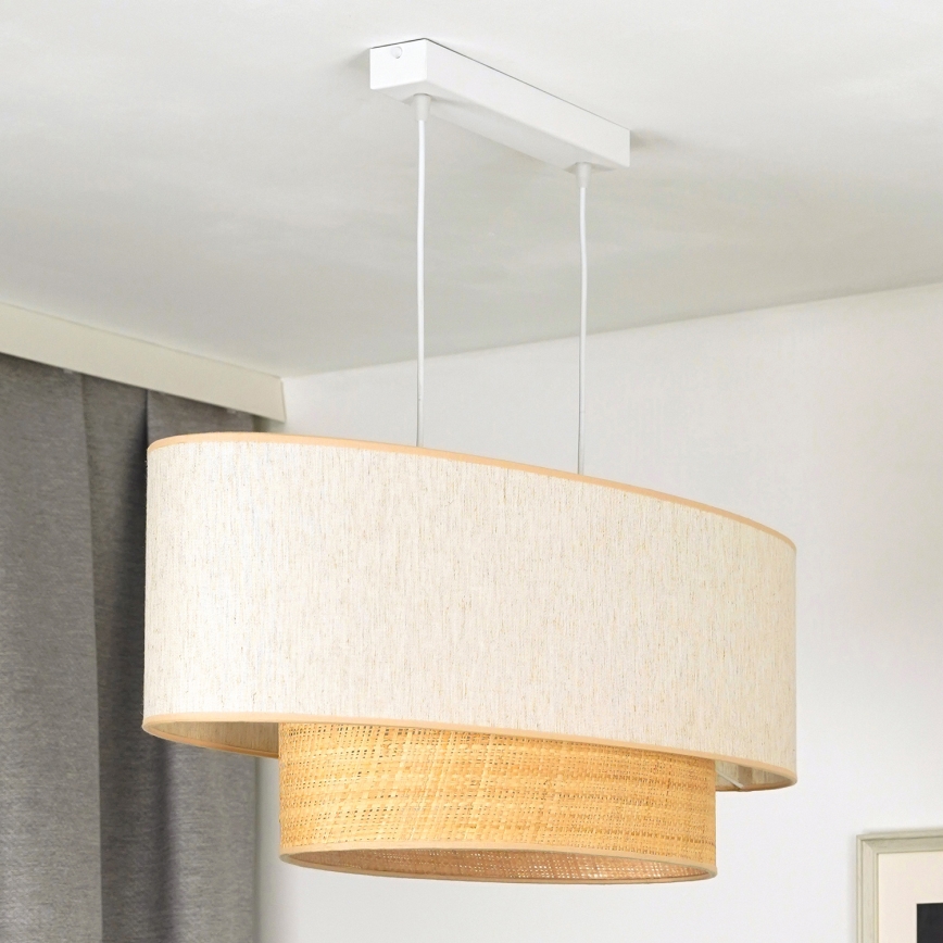 Duolla - Κρεμαστό φωτιστικό οροφής DOUBLE OVAL NATURE 2xE27/15W/230V κρεμ/μπεζ