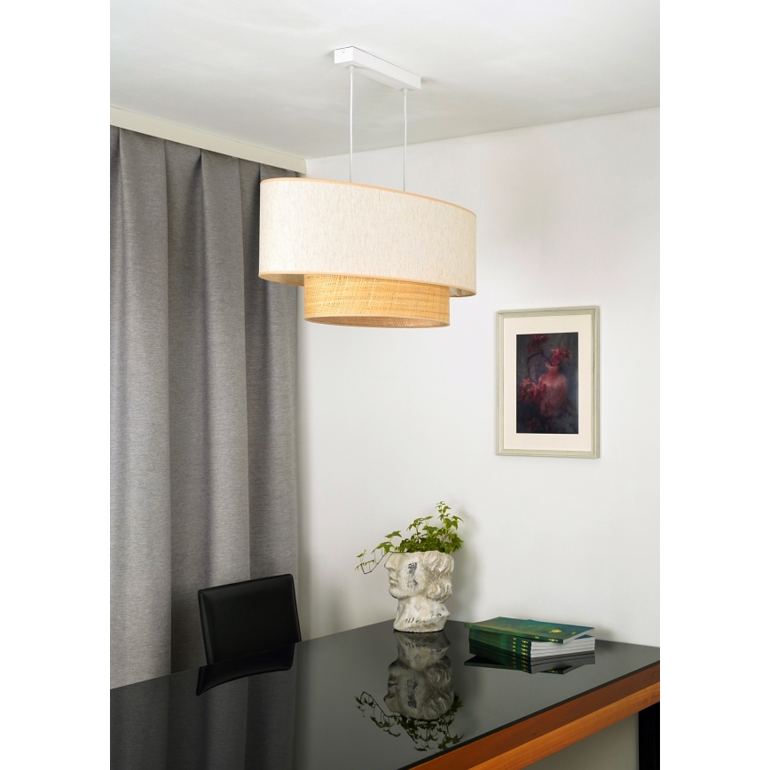 Duolla - Κρεμαστό φωτιστικό οροφής DOUBLE OVAL NATURE 2xE27/15W/230V κρεμ/μπεζ