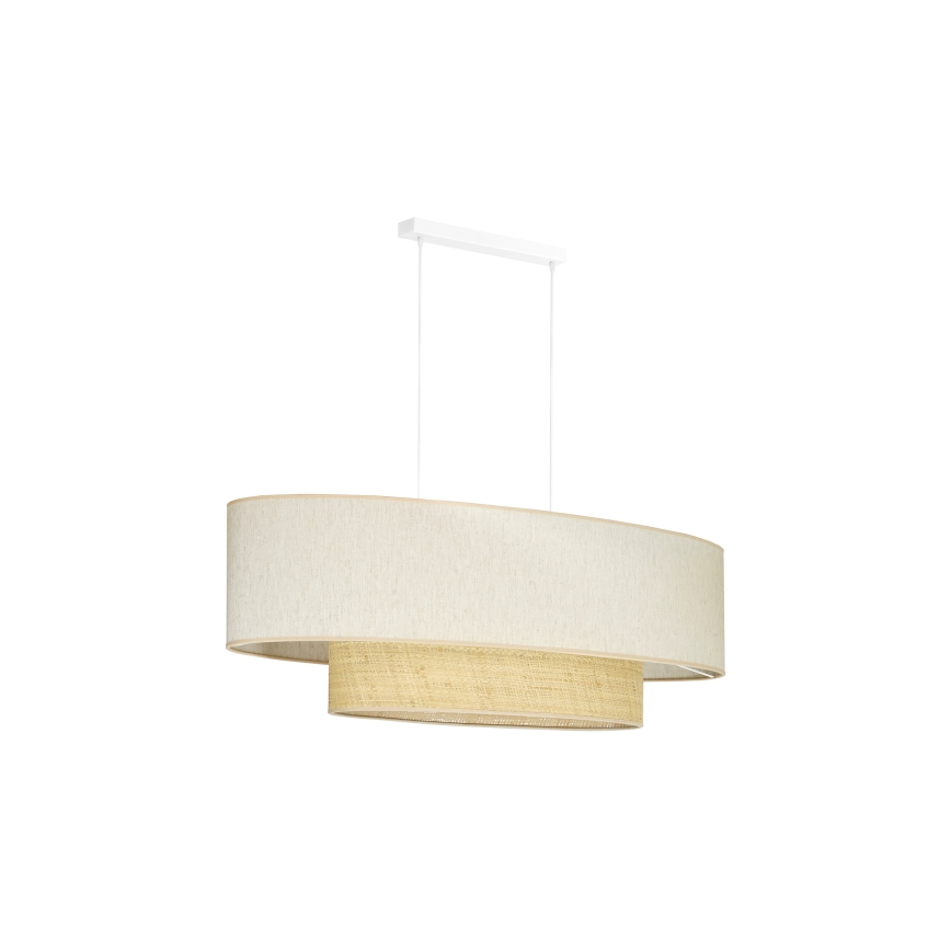 Duolla - Κρεμαστό φωτιστικό οροφής DOUBLE OVAL NATURE 2xE27/15W/230V κρεμ/μπεζ