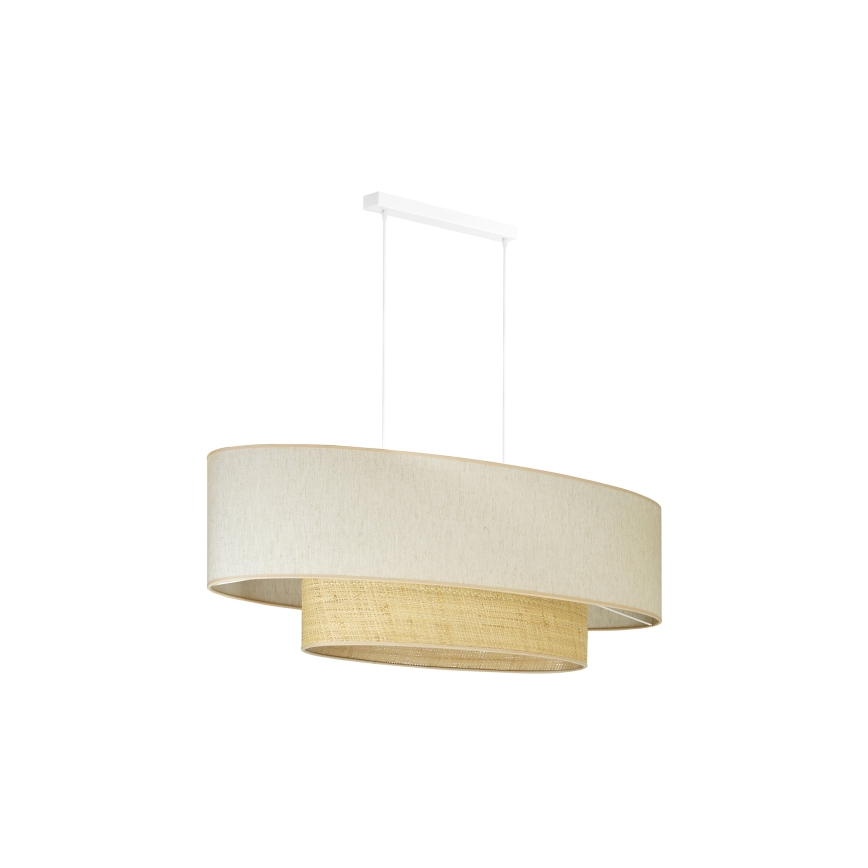 Duolla - Κρεμαστό φωτιστικό οροφής DOUBLE OVAL NATURE 2xE27/15W/230V κρεμ/μπεζ