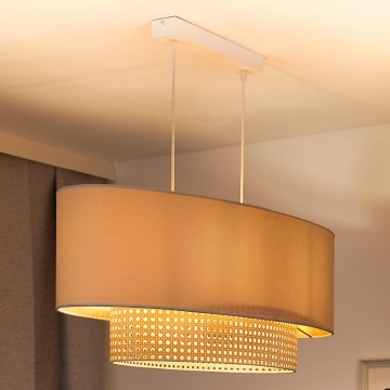 Duolla - Κρεμαστό φωτιστικό οροφής DOUBLE OVAL RATTAN 2xE27/15W/230V κρεμ/rattan