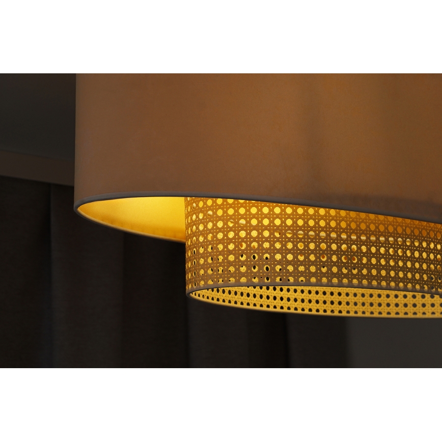 Duolla - Κρεμαστό φωτιστικό οροφής DOUBLE OVAL RATTAN 2xE27/15W/230V κρεμ/rattan