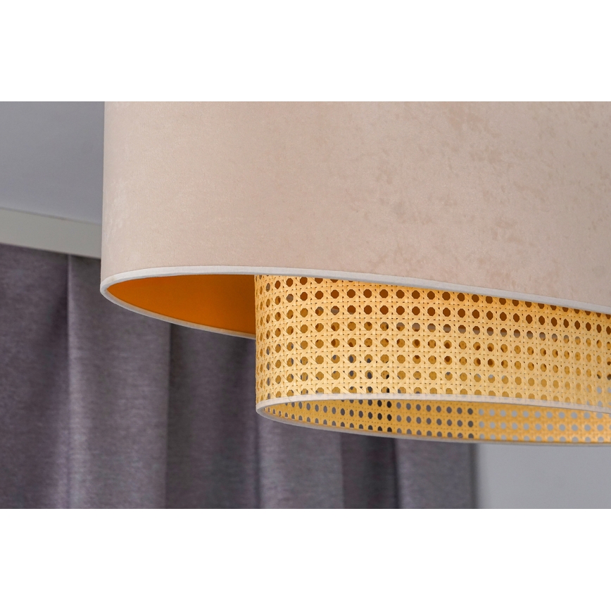 Duolla - Κρεμαστό φωτιστικό οροφής DOUBLE OVAL RATTAN 2xE27/15W/230V κρεμ/rattan