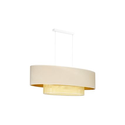 Duolla - Κρεμαστό φωτιστικό οροφής DOUBLE OVAL RATTAN 2xE27/15W/230V κρεμ/rattan