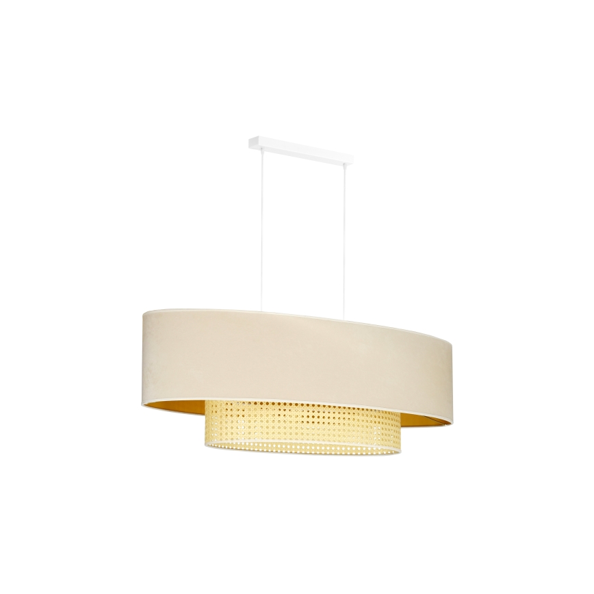 Duolla - Κρεμαστό φωτιστικό οροφής DOUBLE OVAL RATTAN 2xE27/15W/230V κρεμ/rattan