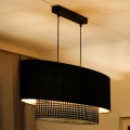 Duolla - Κρεμαστό φωτιστικό οροφής DOUBLE OVAL RATTAN 2xE27/15W/230V μαύρο/rattan
