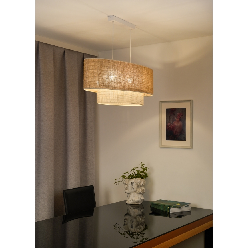 Duolla - Κρεμαστό φωτιστικό οροφής DOUBLE OVAL YUTE 2xE27/15W/230V καφέ/κρεμ