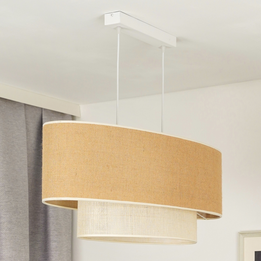 Duolla - Κρεμαστό φωτιστικό οροφής DOUBLE OVAL YUTE 2xE27/15W/230V καφέ/κρεμ