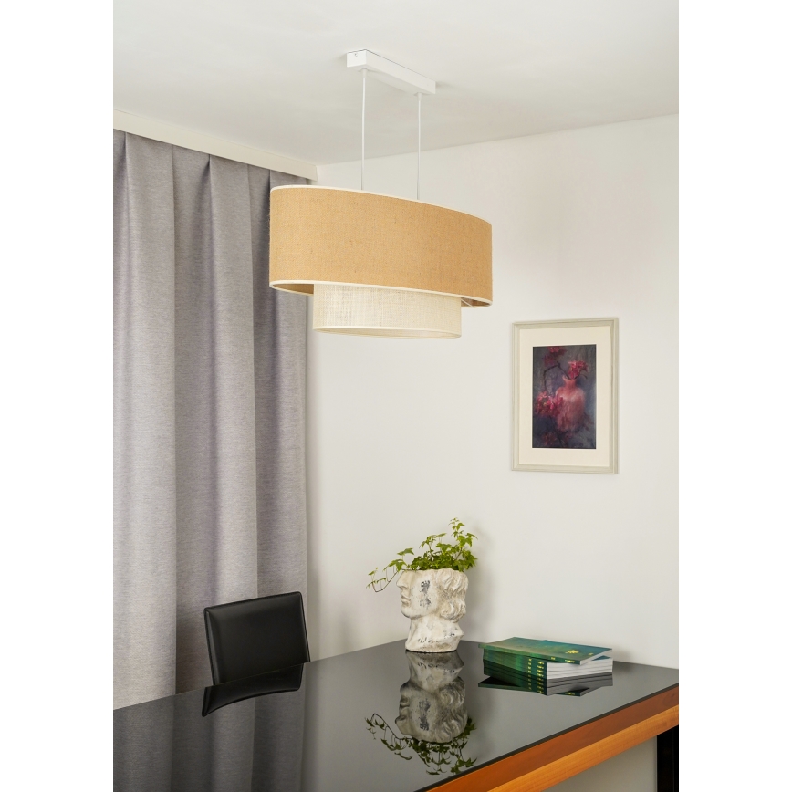 Duolla - Κρεμαστό φωτιστικό οροφής DOUBLE OVAL YUTE 2xE27/15W/230V καφέ/κρεμ