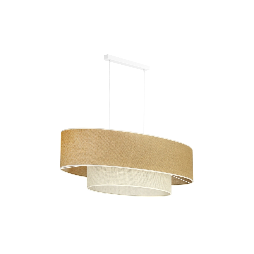 Duolla - Κρεμαστό φωτιστικό οροφής DOUBLE OVAL YUTE 2xE27/15W/230V καφέ/κρεμ