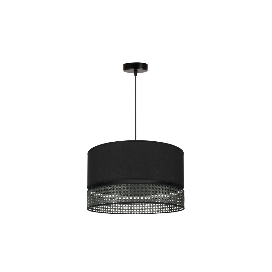 Duolla - Κρεμαστό φωτιστικό οροφής DOUBLE RATTAN 1xE27/15W/230V διάμετρος 40 cm μαύρο