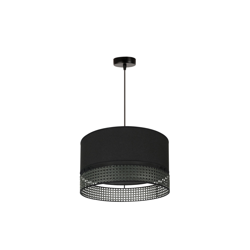 Duolla - Κρεμαστό φωτιστικό οροφής DOUBLE RATTAN 1xE27/15W/230V διάμετρος 40 cm μαύρο