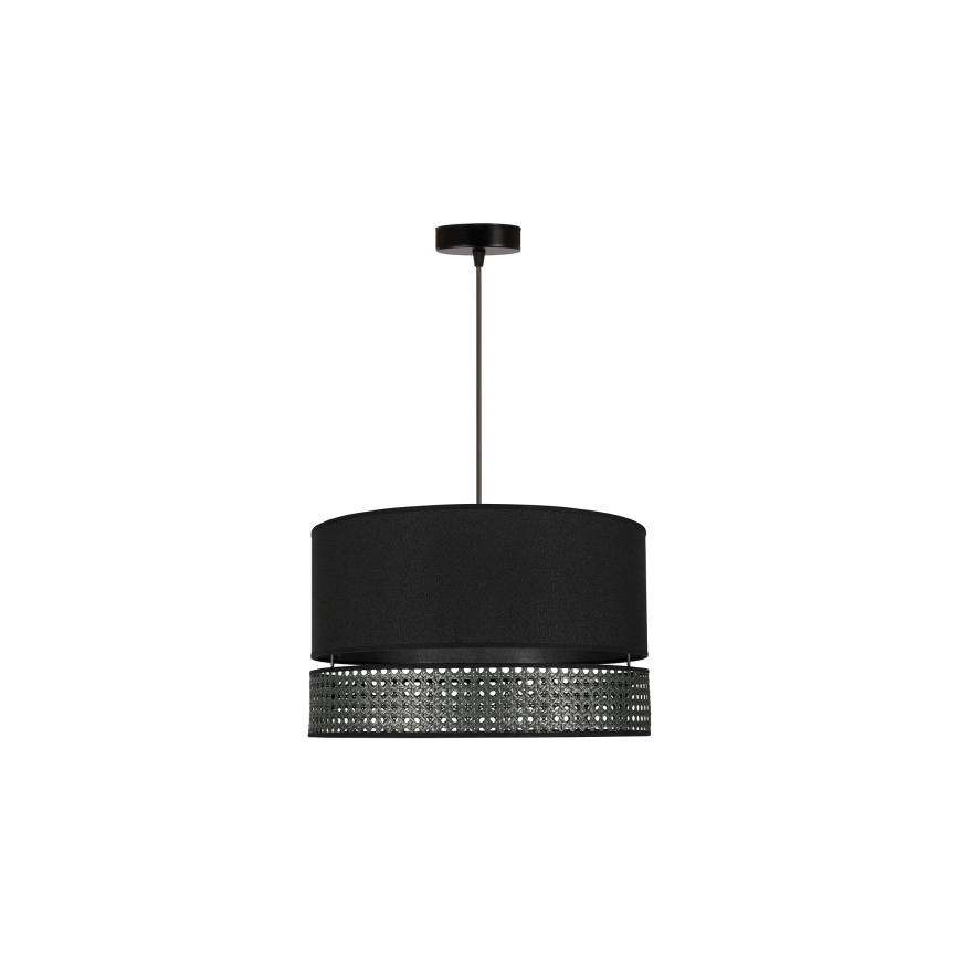 Duolla - Κρεμαστό φωτιστικό οροφής DOUBLE RATTAN 1xE27/15W/230V διάμετρος 40 cm μαύρο