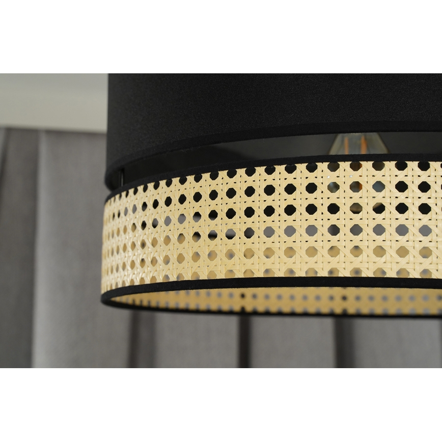 Duolla - Κρεμαστό φωτιστικό οροφής DOUBLE RATTAN 1xE27/15W/230V διάμετρος 40 cm μαύρο/μπεζ