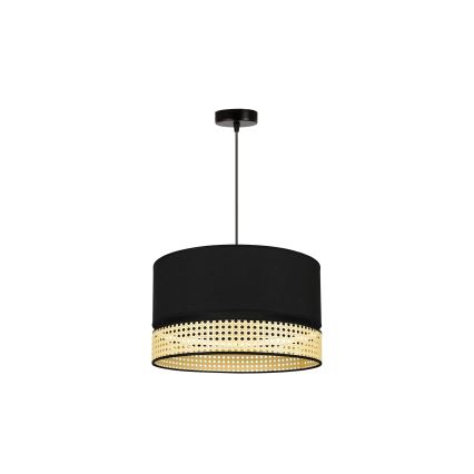 Duolla - Κρεμαστό φωτιστικό οροφής DOUBLE RATTAN 1xE27/15W/230V διάμετρος 40 cm μαύρο/μπεζ
