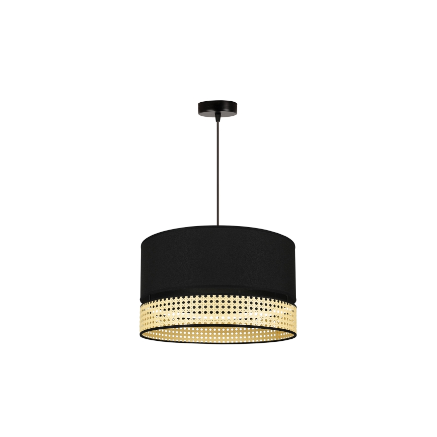 Duolla - Κρεμαστό φωτιστικό οροφής DOUBLE RATTAN 1xE27/15W/230V διάμετρος 40 cm μαύρο/μπεζ