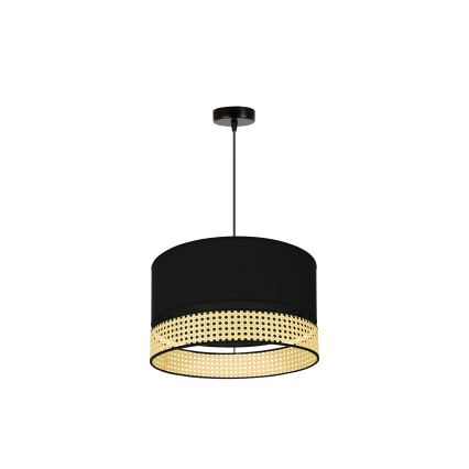 Duolla - Κρεμαστό φωτιστικό οροφής DOUBLE RATTAN 1xE27/15W/230V διάμετρος 40 cm μαύρο/μπεζ