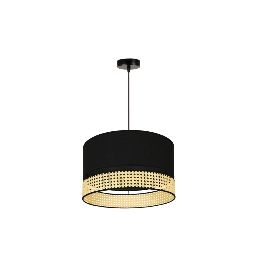 Duolla - Κρεμαστό φωτιστικό οροφής DOUBLE RATTAN 1xE27/15W/230V διάμετρος 40 cm μαύρο/μπεζ