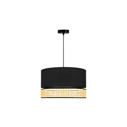 Duolla - Κρεμαστό φωτιστικό οροφής DOUBLE RATTAN 1xE27/15W/230V διάμετρος 40 cm μαύρο/μπεζ