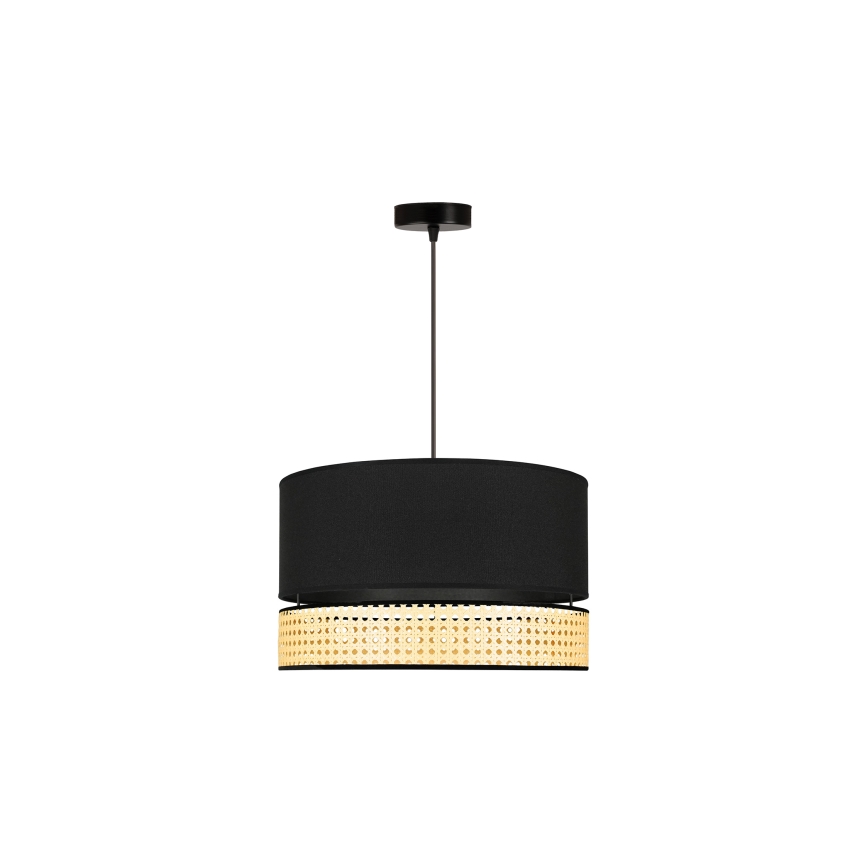 Duolla - Κρεμαστό φωτιστικό οροφής DOUBLE RATTAN 1xE27/15W/230V διάμετρος 40 cm μαύρο/μπεζ