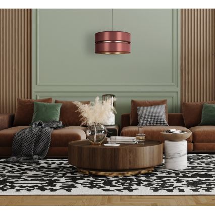 Duolla - Κρεμαστό φωτιστικό οροφής DUO 1xE27/15W/230V διάμετρος 40 cm μπορντώ/χρυσό