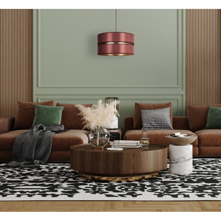 Duolla - Κρεμαστό φωτιστικό οροφής DUO 1xE27/15W/230V διάμετρος 40 cm μπορντώ/χρυσό