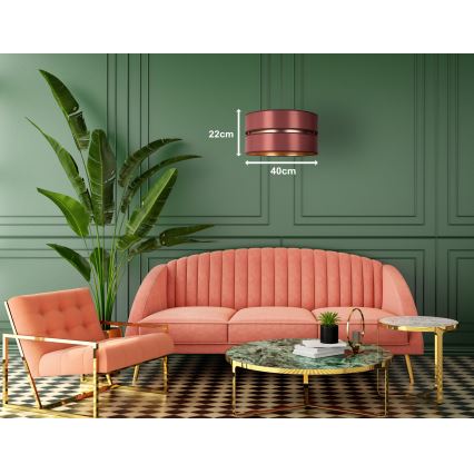 Duolla - Κρεμαστό φωτιστικό οροφής DUO 1xE27/15W/230V διάμετρος 40 cm μπορντώ/χρυσό