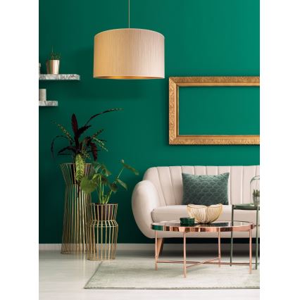 Duolla - Κρεμαστό φωτιστικό οροφής ESSEX 1xE27/40W/230V διάμετρος 45 cm μπεζ/χρυσό