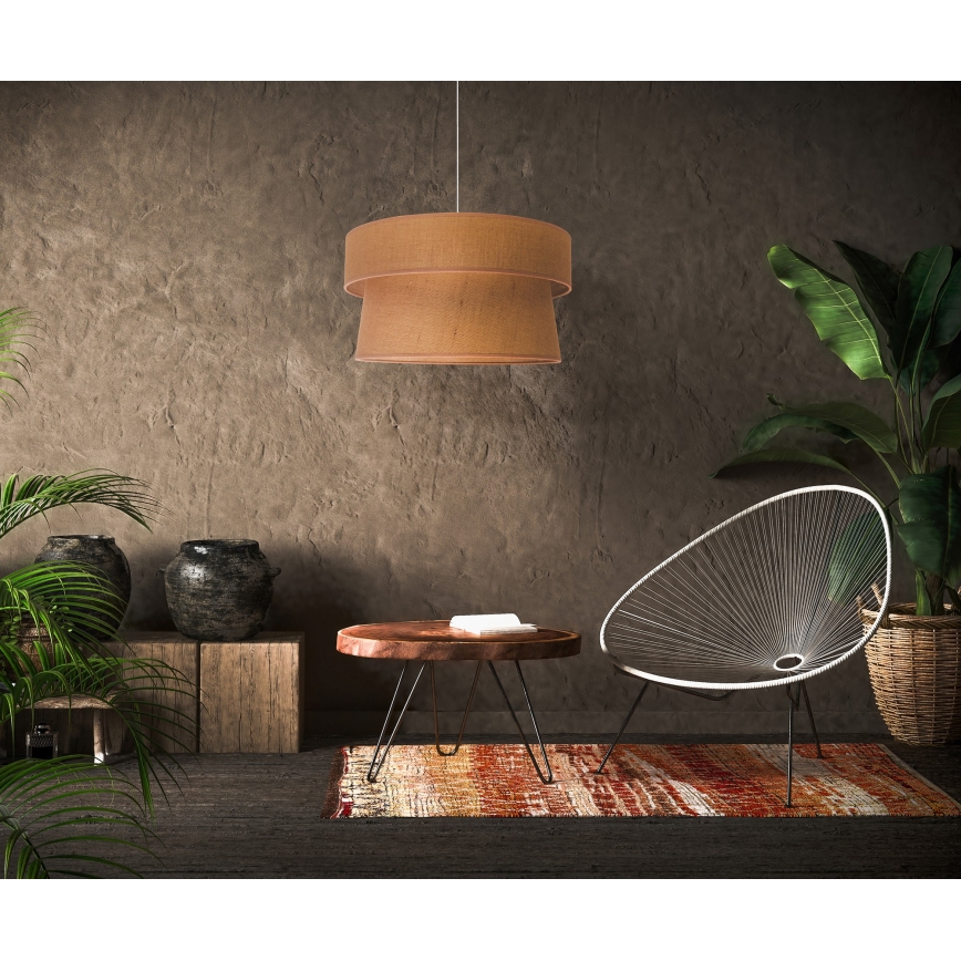 Duolla - Κρεμαστό φωτιστικό οροφής ETNIC 1xE27/40W/230V διάμετρος 45 cm μπεζ