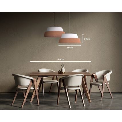 Duolla - Κρεμαστό φωτιστικό οροφής GALAXY 1xE27/15W/230V διάμετρος 50 cm καφέ/λευκό