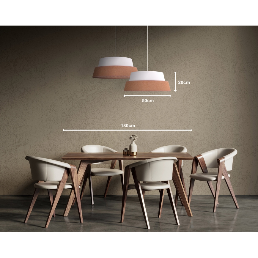 Duolla - Κρεμαστό φωτιστικό οροφής GALAXY 1xE27/15W/230V διάμετρος 50 cm καφέ/λευκό
