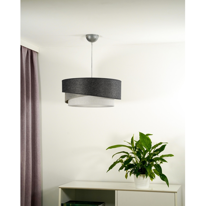 Duolla - Κρεμαστό φωτιστικό οροφής KOBO 1xE27/15W/230V διάμετρος 45 cm ανθρακί/γκρι/λευκό