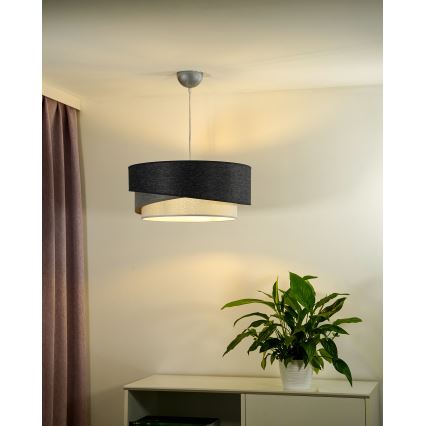 Duolla - Κρεμαστό φωτιστικό οροφής KOBO 1xE27/15W/230V διάμετρος 45 cm ανθρακί/γκρι/λευκό