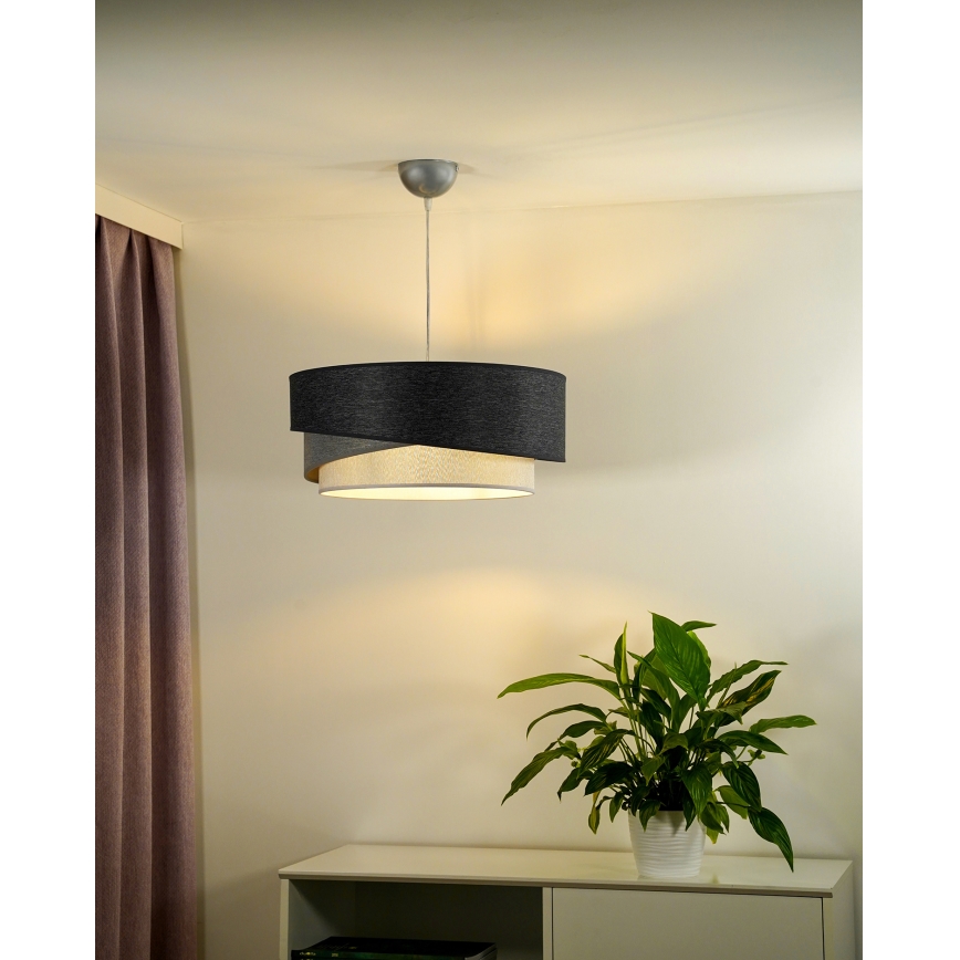 Duolla - Κρεμαστό φωτιστικό οροφής KOBO 1xE27/15W/230V διάμετρος 45 cm ανθρακί/γκρι/λευκό