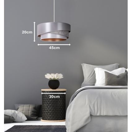 Duolla - Κρεμαστό φωτιστικό οροφής KOBO 1xE27/15W/230V διάμετρος 45 cm ασημί/χρυσό