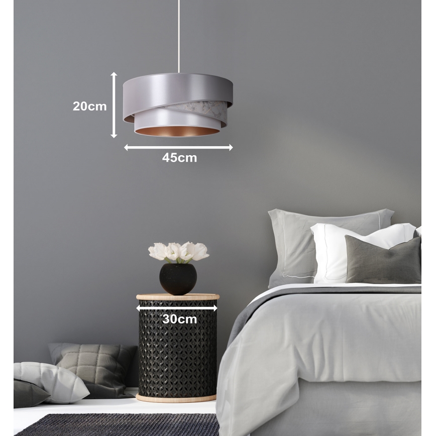 Duolla - Κρεμαστό φωτιστικό οροφής KOBO 1xE27/15W/230V διάμετρος 45 cm ασημί/χρυσό