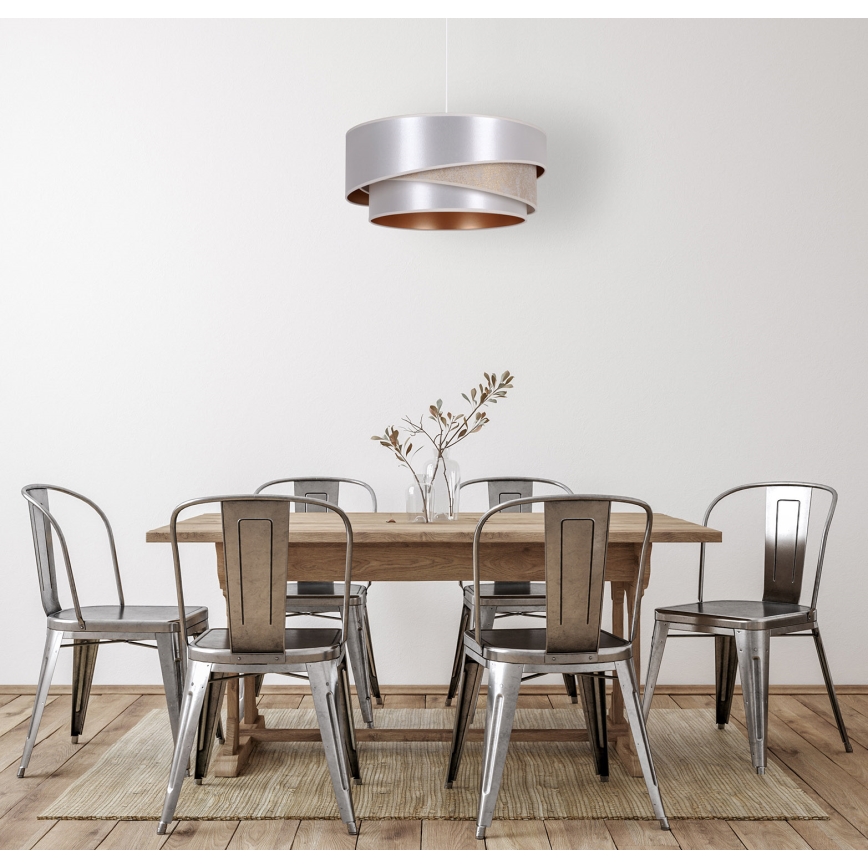 Duolla - Κρεμαστό φωτιστικό οροφής KOBO 1xE27/15W/230V διάμετρος 45 cm ασημί/χρυσό