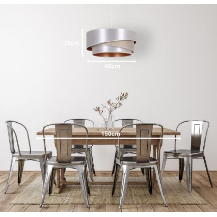 Duolla - Κρεμαστό φωτιστικό οροφής KOBO 1xE27/15W/230V διάμετρος 45 cm ασημί/χρυσό