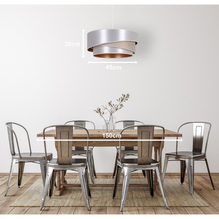 Duolla - Κρεμαστό φωτιστικό οροφής KOBO 1xE27/15W/230V διάμετρος 45 cm ασημί/χρυσό