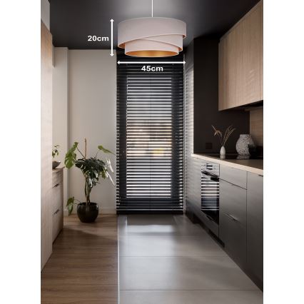 Duolla - Κρεμαστό φωτιστικό οροφής KOBO 1xE27/15W/230V διάμετρος 45 cm κρεμ/χρυσό