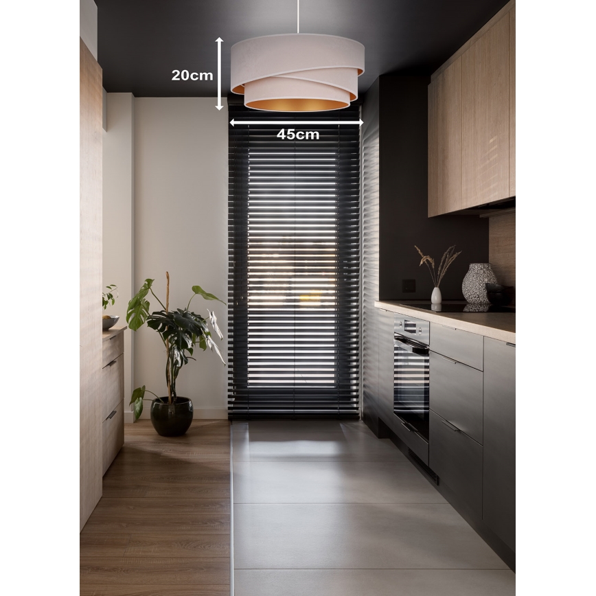 Duolla - Κρεμαστό φωτιστικό οροφής KOBO 1xE27/15W/230V διάμετρος 45 cm κρεμ/χρυσό