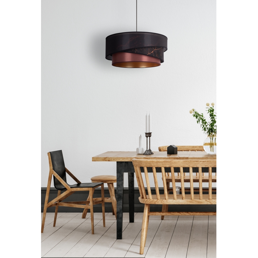 Duolla - Κρεμαστό φωτιστικό οροφής KOBO 1xE27/15W/230V διάμετρος 45 cm μαύρο/μπορντώ/χρυσό