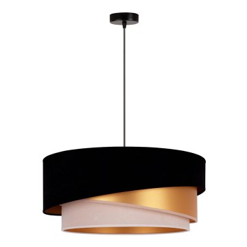 Duolla - Κρεμαστό φωτιστικό οροφής KOBO 1xE27/15W/230V διάμετρος 45 cm μαύρο/χρυσό/κρεμ