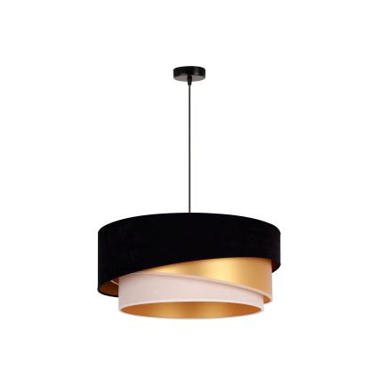 Duolla - Κρεμαστό φωτιστικό οροφής KOBO 1xE27/15W/230V διάμετρος 45 cm μαύρο/χρυσό/κρεμ