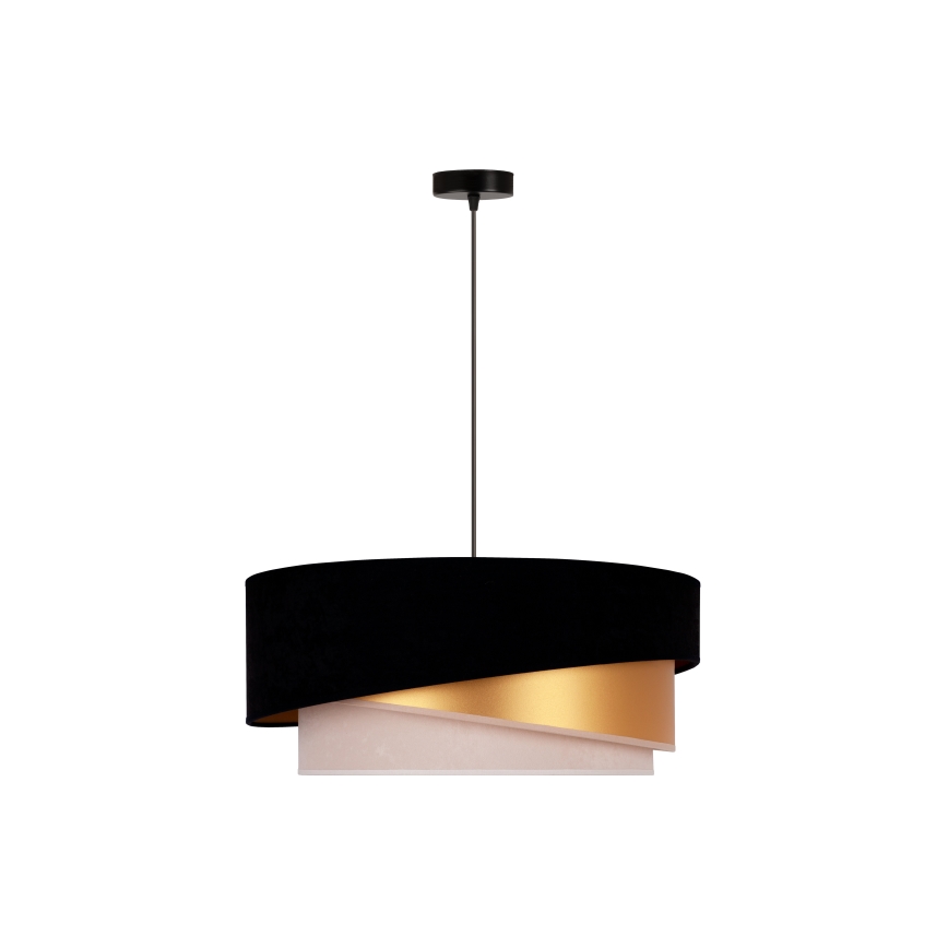 Duolla - Κρεμαστό φωτιστικό οροφής KOBO 1xE27/15W/230V διάμετρος 45 cm μαύρο/χρυσό/κρεμ