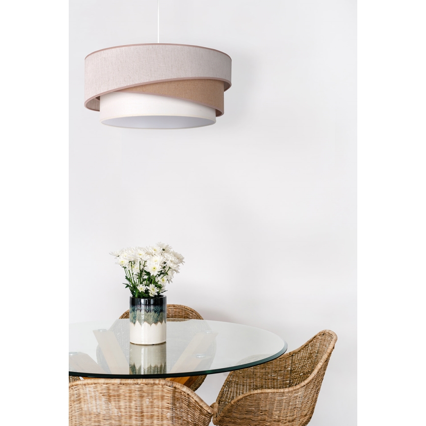 Duolla - Κρεμαστό φωτιστικό οροφής KOBO 1xE27/15W/230V διάμετρος 45 cm μπεζ/καφέ/λευκό