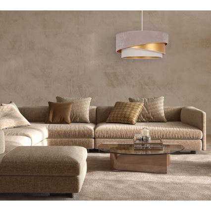 Duolla - Κρεμαστό φωτιστικό οροφής KOBO 1xE27/15W/230V διάμετρος 45 cm μπεζ/χρυσό/κρεμ