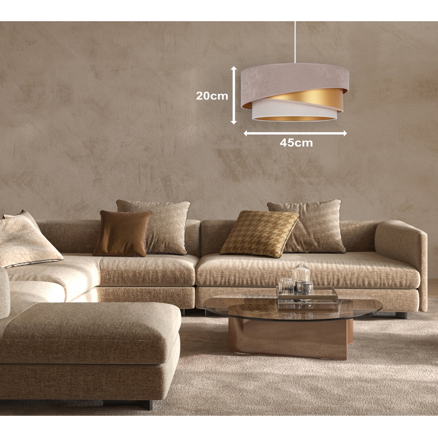 Duolla - Κρεμαστό φωτιστικό οροφής KOBO 1xE27/15W/230V διάμετρος 45 cm μπεζ/χρυσό/κρεμ
