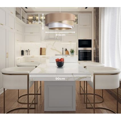 Duolla - Κρεμαστό φωτιστικό οροφής KOBO 1xE27/15W/230V διάμετρος 45 cm μπεζ/χρυσό/λευκό